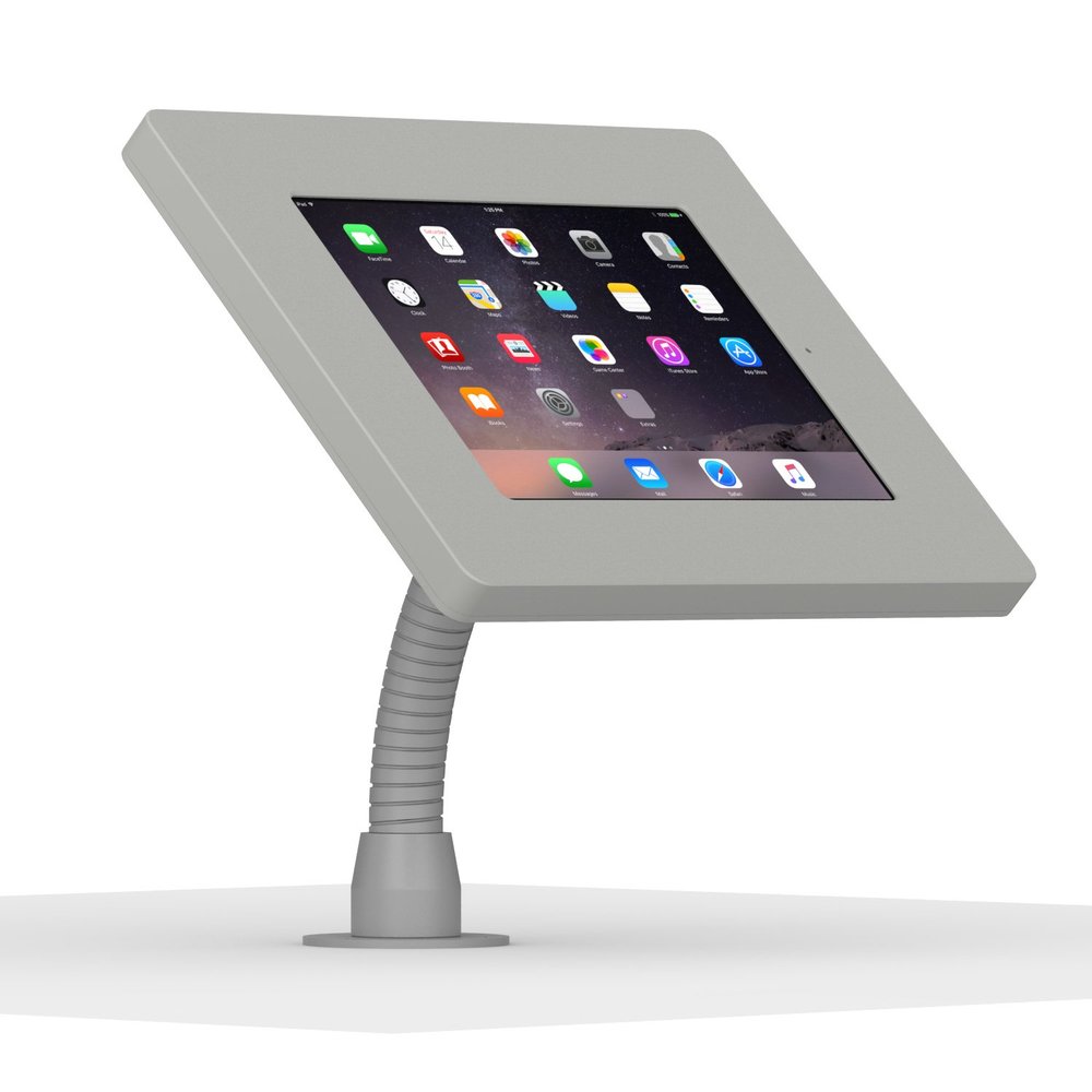 VidaMount Light Grey Home Button Covered Enclosure and Flexible Desk/Wall Surface Mount [Bundle] Compatible with iPad 2/3/4