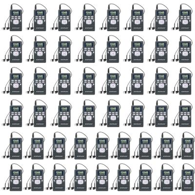 EXMAX EXG-108 Wireless Portable Pocket DSP FM Stereo Radio Digital Receiver with Mini LCD Clock Earphone for Tour Guide System Teaching Meeting - 50 Pack (Gray)