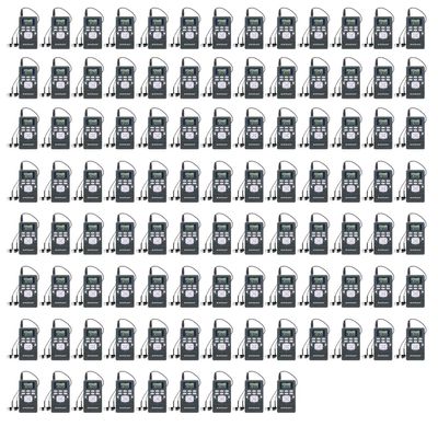 EXMAX EXG-108 Wireless Portable Pocket DSP FM Stereo Radio Digital Receiver with Mini LCD Clock Earphone for Tour Guide System Teaching Meeting - 100 Pack (Gray)