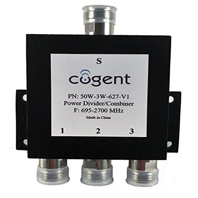 Cogents 3-way power splitter with N type female 50 Ohm connectors supporting 695-2700 MHz