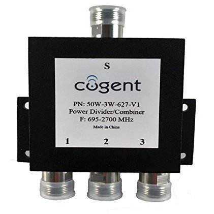 Cogents 3-way power splitter with N type female 50 Ohm connectors supporting 695-2700 MHz