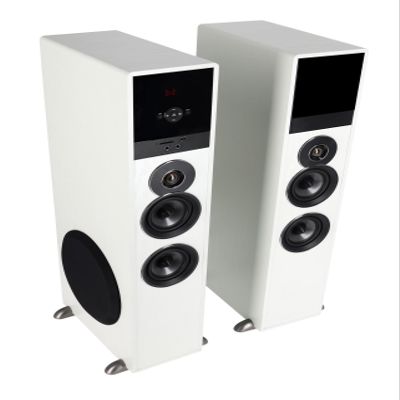 Rockville TM80W Powered Home Theater Tower Speaker System, White, 800W, 8" Subwoofers, Bluetooth, USB/SD Playback, FM Radio, Remote Control, Karaoke Ready, Perfect for Home Entertainment