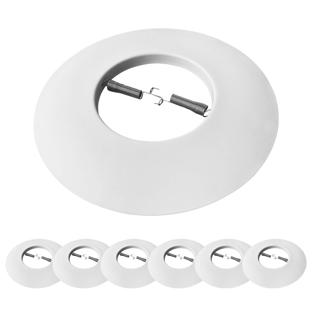 PROCURU [6-Pack] 6" Open Metal Ring Trim for Recessed Can Lights - for BR30, PAR30, LED, Incandescent, CFL, Halogen (White (6-Pack))