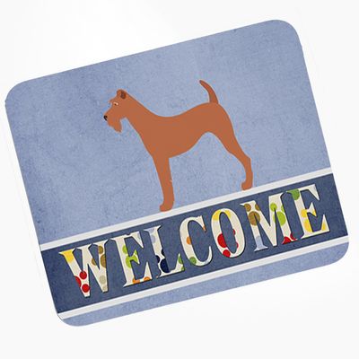 Caroline's Treasures BB8276MP Irish Terrier Welcome Mouse Pad, Hot Pad or Trivet, Blue for Home Office Gaming Working Computers Laptop Mouse Mat,Washable Large Mousepad