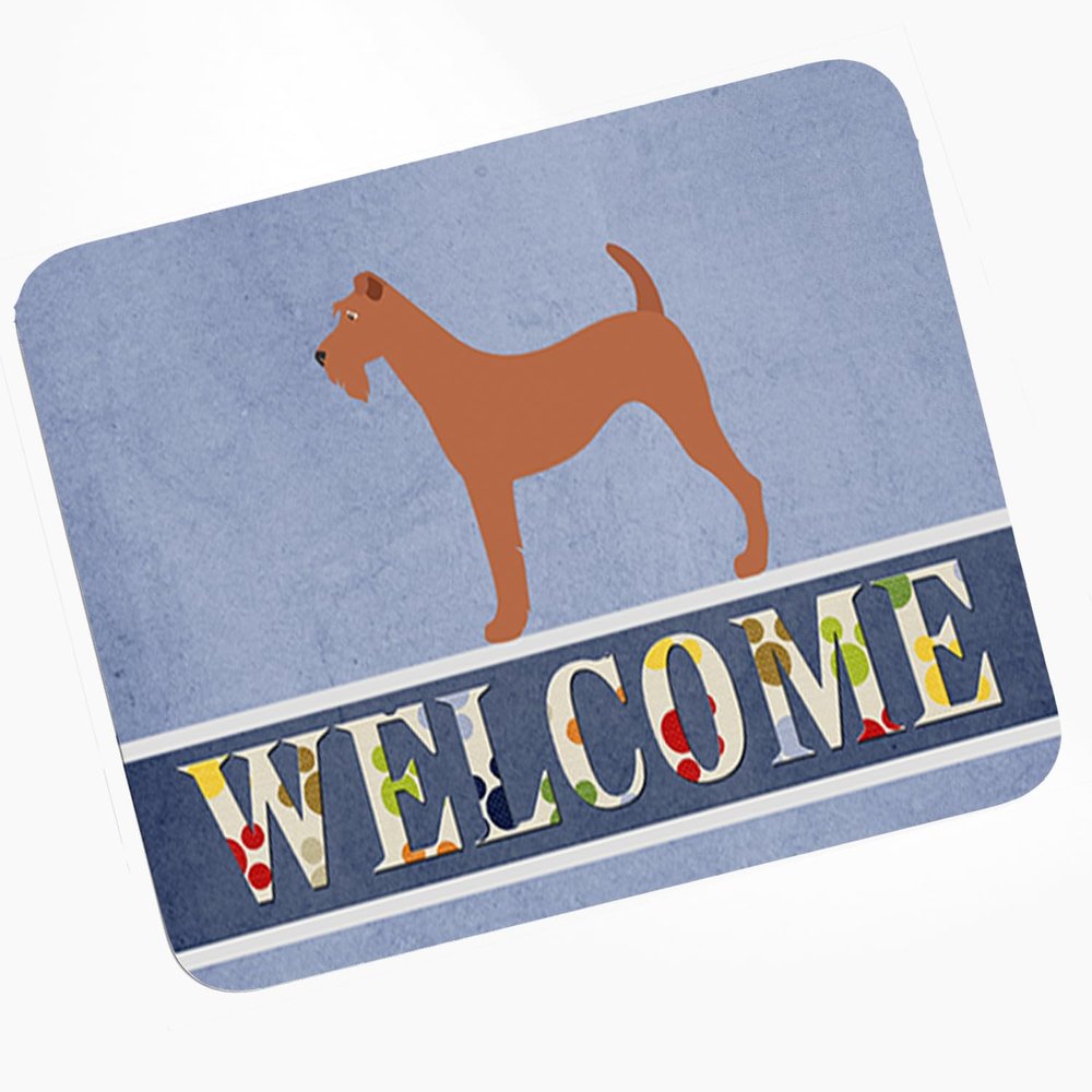 Caroline's Treasures BB8276MP Irish Terrier Welcome Mouse Pad, Hot Pad or Trivet, Blue for Home Office Gaming Working Computers Laptop Mouse Mat,Washable Large Mousepad
