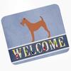 Caroline's Treasures BB8276MP Irish Terrier Welcome Mouse Pad, Hot Pad or Trivet, Blue for Home Office Gaming Working Computers Laptop Mouse Mat,Washable Large Mousepad view 1