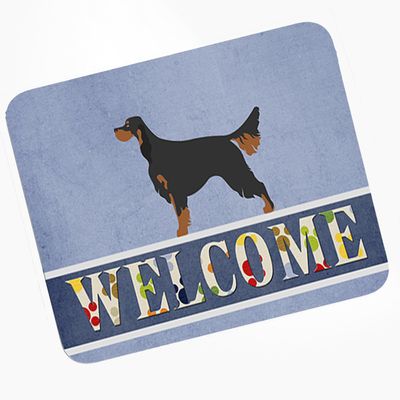 Caroline's Treasures BB8274MP Gordon Setter Welcome Mouse Pad, Hot Pad or Trivet, Blue for Home Office Gaming Working Computers Laptop Mouse Mat,Washable Large Mousepad