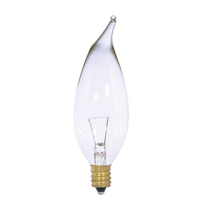 Satco S3868 12V Incandescent Candelabra Base 25 Watt CA10 Light Bulb 2700K Warm White 25 Incandescent Bulbs