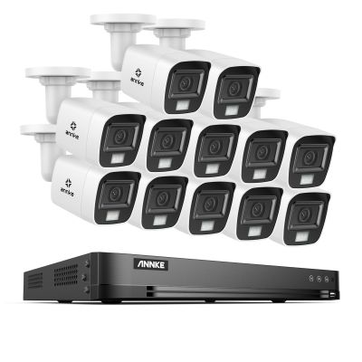 ANNKE 16CH 4K Outdoor Security Camera System, 4K DVR Recorder with AI Human & Vehicle Detection, (12) 8MP CCTV IP67 Cameras with Smart Color Night Vision, Compatible with Alexa, NO Hard Drive