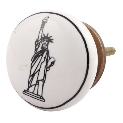 IndianShelf Pack of 20 Black Statue of Liberty Ceramic Cabinet Handles Drawer Pulls Dresser Knobs Farmhouse Charm