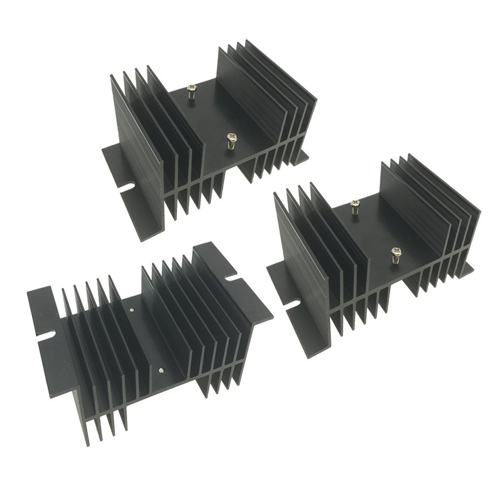 Saim Aluminum Heatsink Heat Dissipation Sink for Solid State Relay SSR Black 3 Pcs