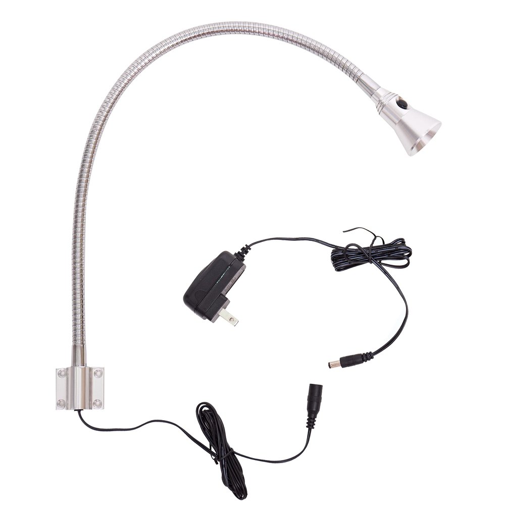 Hersi 3w Bed Side Gooseneck Reading LED Light Wall Mounted Chrome Finish 3000K Warm White 110v Plug