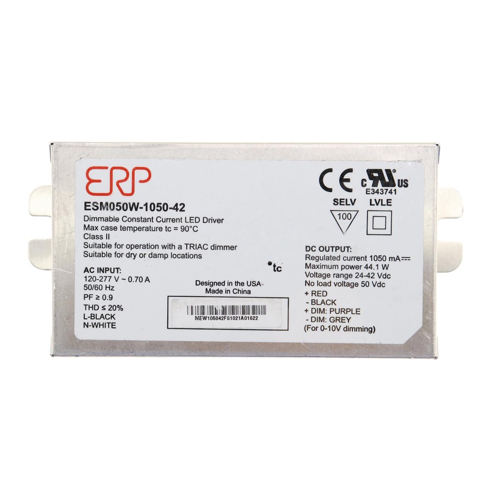 ERP POWER ESM050W-1050-42 ESM050 Series 44.1 W 1050 mA 42 V Output Max Constant Current LED Driver - 1 Item(s)