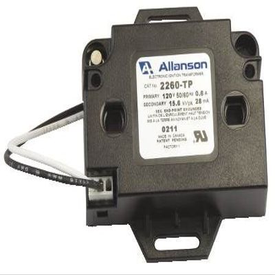 ALLANSON 2260-TP 15600 MTG TABS, 2-Way MTG, Electronic Ignition Transformer, PRI: 0.6AMP 120V 50/60HZ, SEC: 28MA 15.6KVPK