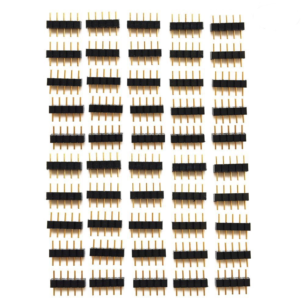 HUALAND 50pcs 12mm Black 5 Pin Pol Cable Connector Clutch Adapter 5 pin RGBW LED Connector for RGBW 5050 3528 LED Strip Strip