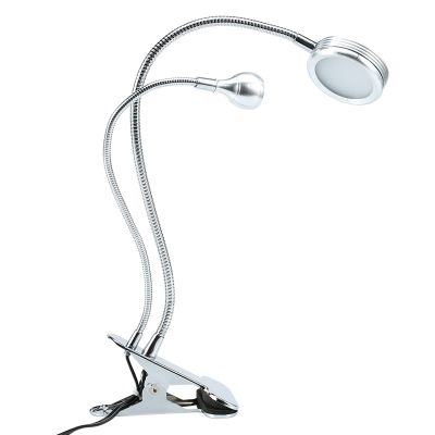 ZJchao Clip-On LED Desk Light, Portable Double Headed USB Powered Adjustable Clamp for Reading Makeup Manicure Lash Extensions and General Use