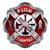 Firefighter RED Cross Hard hat Sticker - 4 Pack #HH041 USA Helmet Vinyl Decal Tool Box Fire Fighter view 2