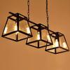 Adjustable Industrial Retro Hanging Island Light - LITFAD 40" Wide Three Light Antique Vintage Chandelier Pendant Light with Square Glass Shade view 2