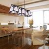 Adjustable Industrial Retro Hanging Island Light - LITFAD 40" Wide Three Light Antique Vintage Chandelier Pendant Light with Square Glass Shade view 4