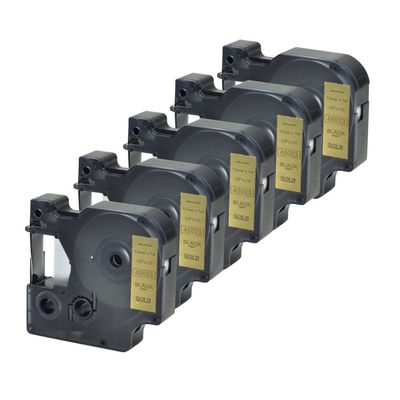 5PK Compatible with Dymo D1 Labels 45023 Black on Gold Labeling Tape Cassette Compatible for LabelManager 160 280 PnP(1/2-inch x 23 Feet)