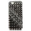 STENES Bling Phone Case Compatible with iPod Touch Case - 3D Handmade Sparkly Crystal Design Bling Cover Hybrid Drop Bumper Protection Case - Punk Silver Skull Rivet/Black view 1