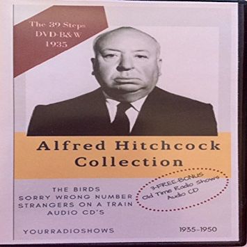The Alfred Hitckcock Case Collection-1935 B&W Movie DVD"The 39 Steps" BONUS Lux Old Time Radio Shows-Sorry Wrong Number, The Birds, Strangers On A Train Audio 3 CD's