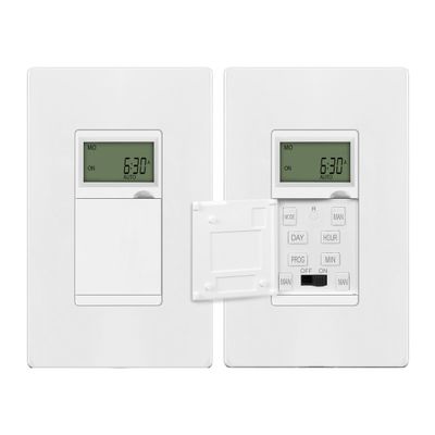 ENERLITES Programmable Digital Timer Switch for Lights, Fans, Motors, 7-Day 18 ON/OFF Timer Settings, Single Pole, Neutral Wire Required, UL Listed, HET01-C, White, 2 Pack