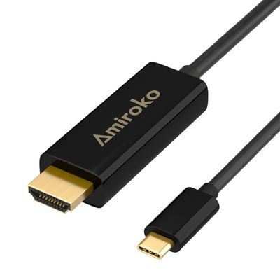 Amiroko USB C to HDMI Cable 6FT, USB 3.1 Type C (Thunderbolt 3 Compatible) to HDMI 4K Cable for MacBook Pro 2016, MacBook 12", Chromebook Pixel, Galaxy S8/S8+ etc to HDTV, Monitor, Projector