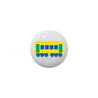 Kids Train Design #005 Yellow Car - Trains Locomotives - DECORATIVE Glossy CERAMIC Cupboard Cabinet PULLS Dresser Drawer KNOBS
