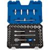Draper 16453 1/2-Inch Square Drive Combined MM/AF Micro Satin Chrome 41 Piece Socket Set, Blue view 1