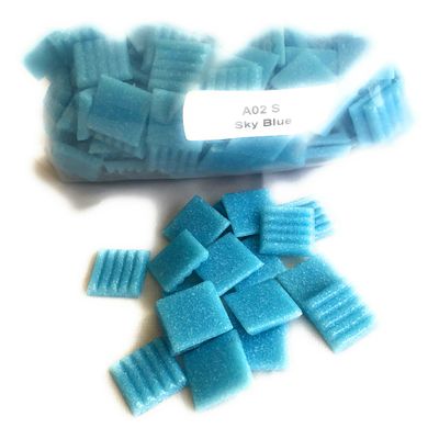 A 02 Sky Blue - Blue 3/4" Glass Tile - 1/2 lb Bag - Hakatai Glass Tile