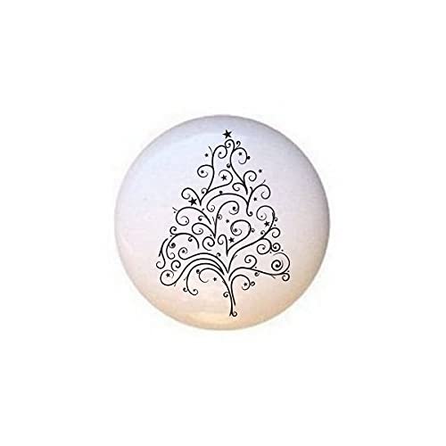 Christmas Tree #MkcZRdUd - Trees - DECORATIVE Glossy CERAMIC Cupboard Cabinet PULLS Dresser Drawer KNOBS