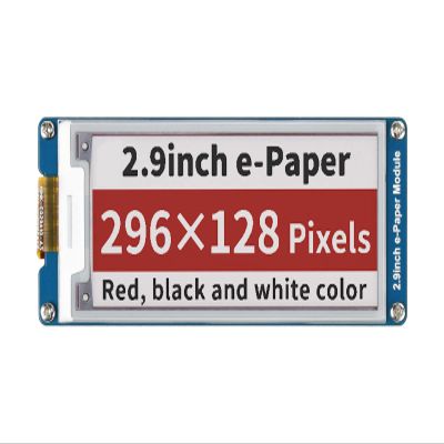 waveshare 2.9inch E-Paper E-Ink Display Module Compatible with Raspberry Pi 4B/3B+/3B/2B/B+/A+/Zero/Zero W/WH/Zero 2W Series Boards 296128 Pixels Red/Black/White Three-Color SPI Interface