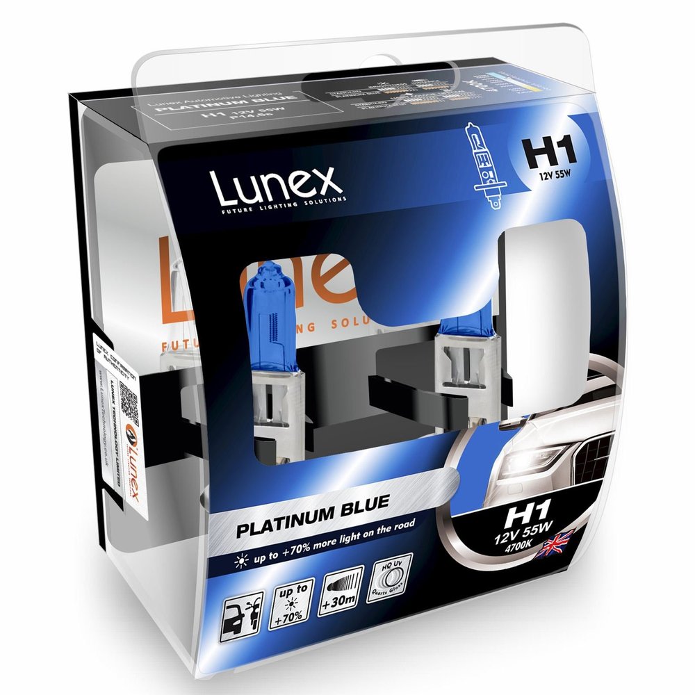 LUNEX H1 448 Platinum Blue Headlight Halogen Bulbs 12V 55W P14,5s Max Blue Effect 4700K duobox (2 Units)