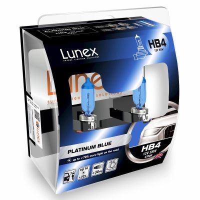 LUNEX HB4 9006 PLATINUM BLUE Headlight Halogen Bulbs 12V 55W P22d Max Blue Effect 4700K duobox (2 units)