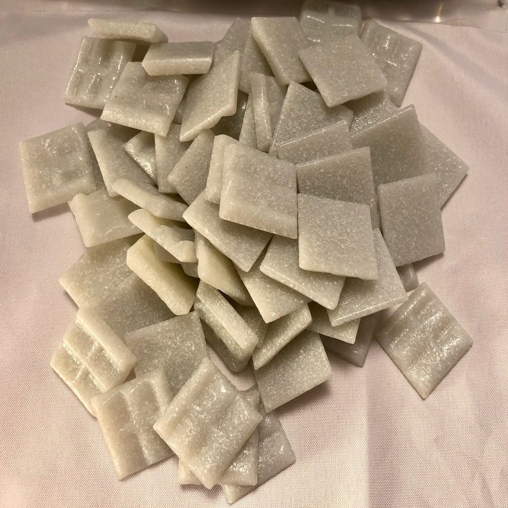 A 35 Cinderblock - 3/4" Grey Glass Tile - 1/2 lb Bag - Hakatai Glass Tile