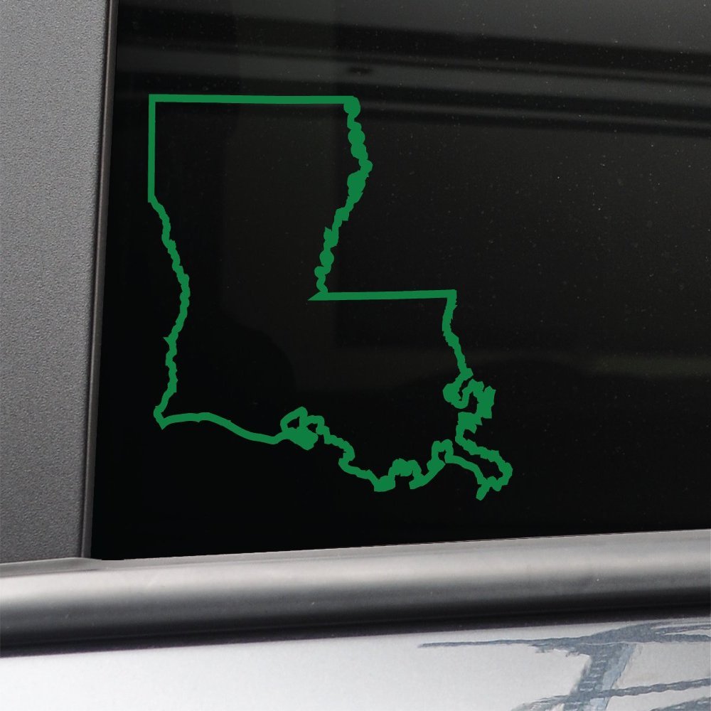 Louisiana Vinyl Decal Laptop Car Truck Bumper Window Sticker, 5.5" x 5", Green