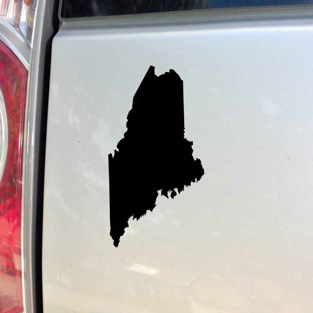Nashville Decals Maine Vinyl Decal Laptop Car Truck Bumper Window Sticker, 6" x 4", Black