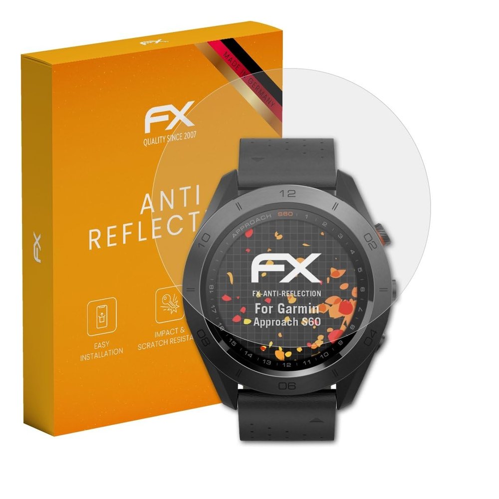 atFoliX Screen Protector compatible with Garmin Approach S60 Screen Protection Film, anti-reflective and shock-absorbing FX Protector Film (3X)