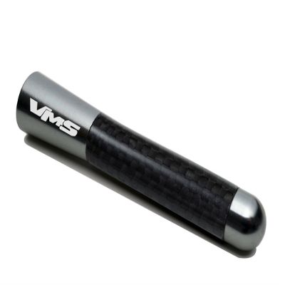 VMS RACING Gunmetal with Black Real Carbon Fiber CNC Machined Billet Aluminum Short 3" inch Antenna Compatible with KIA FORTE also called Gun Metal Dark Silver Gray Grey