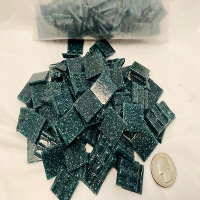 B 75 Aquamarine - 3/4" Glass Tile - 1/2 lb Bag - Hakatai Glass Tile