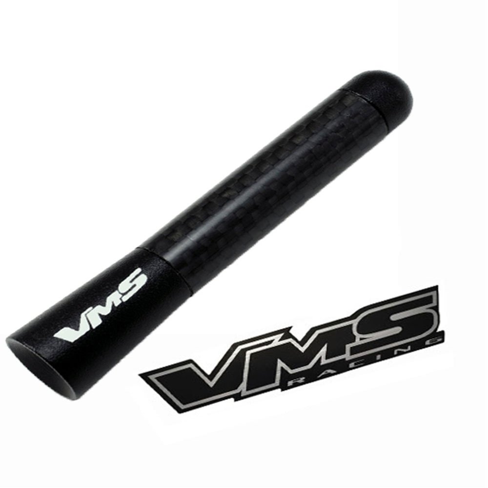 BLACK with BLACK Real CARBON FIBER CNC Machined Billet Aluminum Short 3" inch Antenna for KIA SOUL