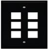 RiteAV Blank Wall Plate for Keystone Jacks - Black 1 Gang 6 Port view 1