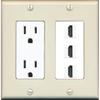 RiteAV - 15 Amp Power Outlet 3 Port HDMI Decorative Wall Plate - Light Almond/White view 1