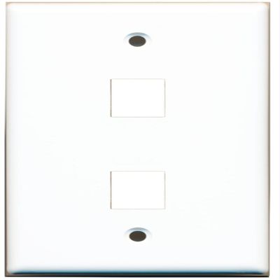 RiteAV Blank Wall Plate for Keystone Jacks - White 1 Gang 2 Port