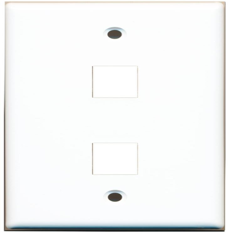 RiteAV Blank Wall Plate for Keystone Jacks - White 1 Gang 2 Port