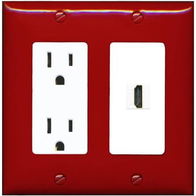RiteAV Custom HDMI Wall Plate 1 Port - Outlet [Red/White]