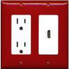 RiteAV Custom HDMI Wall Plate 1 Port - Outlet [Red/White] view 1