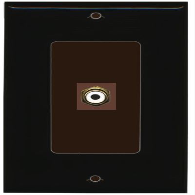RiteAV - 1 RCA for Subwoofer Audio Port Wall Plate Decorative - Black/Brown - Bracket Included