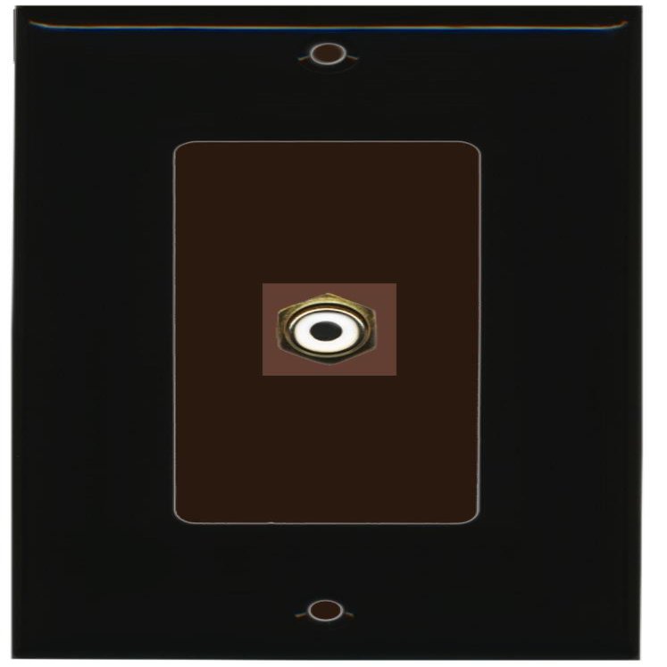 RiteAV - 1 RCA for Subwoofer Audio Port Wall Plate Decorative - Black/Brown - Bracket Included